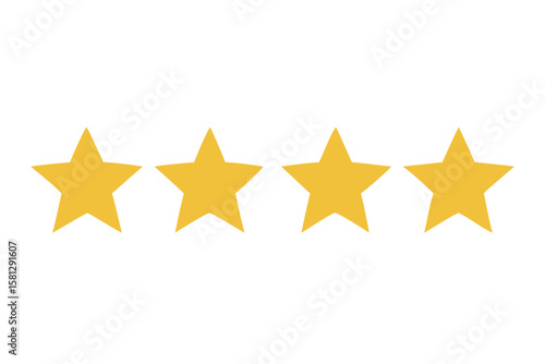 Four star rating review graphic vector image for website and social media design