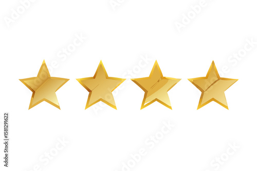 Four star rating review gold stars vector graphic customer feedback illustration