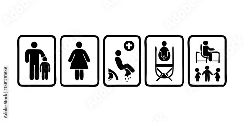 Toilet restroom bathroom signs gender neutral accessible baby changing facilities