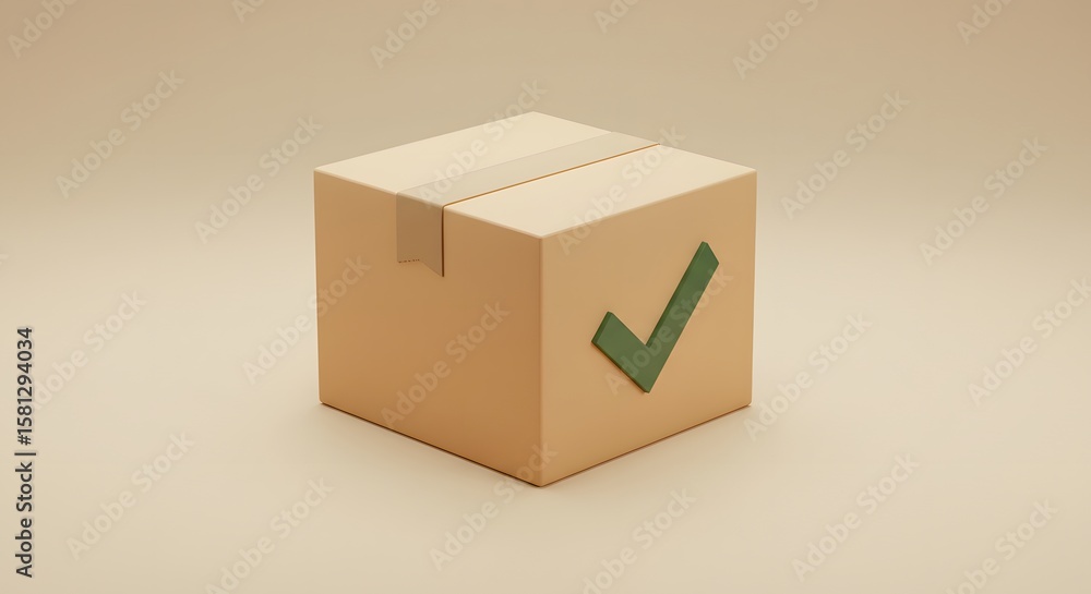 Obraz premium Package box outline stamped by checkmark