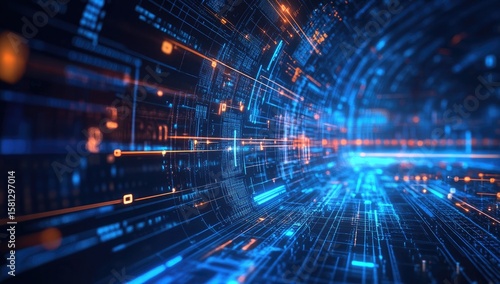 Wallpaper Mural Digital tunnel with glowing code Torontodigital.ca