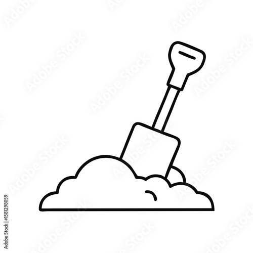 Shovel in a pile of dirt icon representing excavation tools