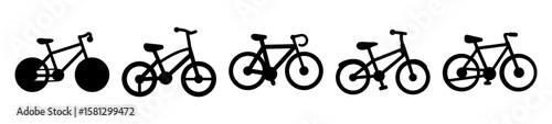 Assortment of five silhouetted bicycle styles set against a white backdrop