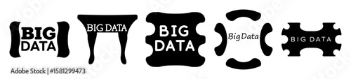 Abstract representation of Big Data concept with various graphical shapes in black and white