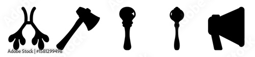 Silhouette of a whimsical collection of objects that are useful in different ways