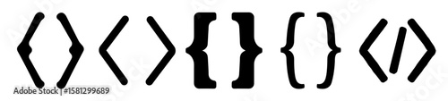 Various bracket symbols in black isolated on a white background pattern