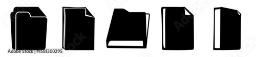 Black and white icons depicting digital files and folders arrangement for productivity