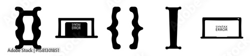 Collection of programming related symbols including syntax error on laptops