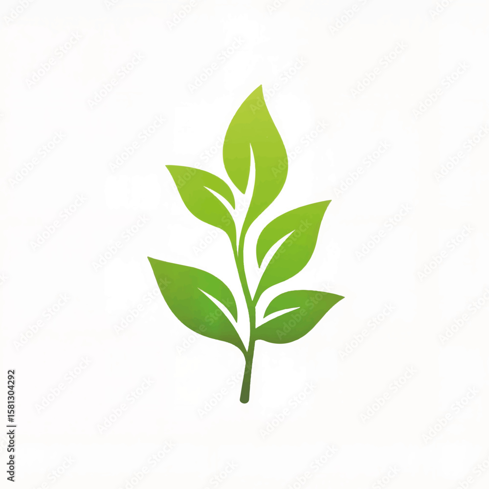 Fototapeta premium Green leaf design with multiple leaves on white background 