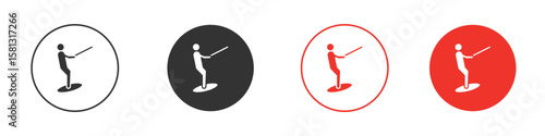Wakeboarding icon pictogram in solid version.