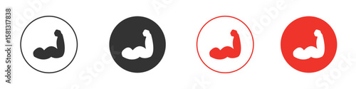 Strong arm icon pictogram in solid version.
