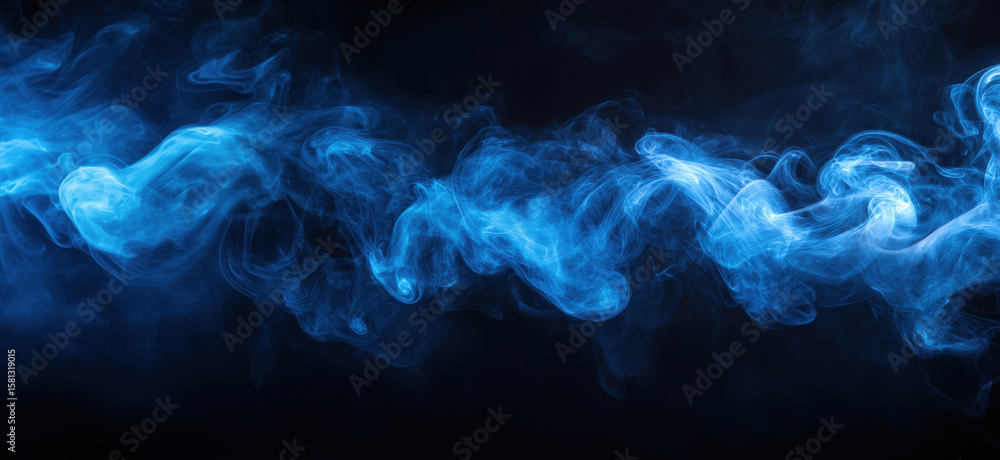 Fototapeta premium Blue smoke abstract background with flowing patterns and textures for creative designs.
