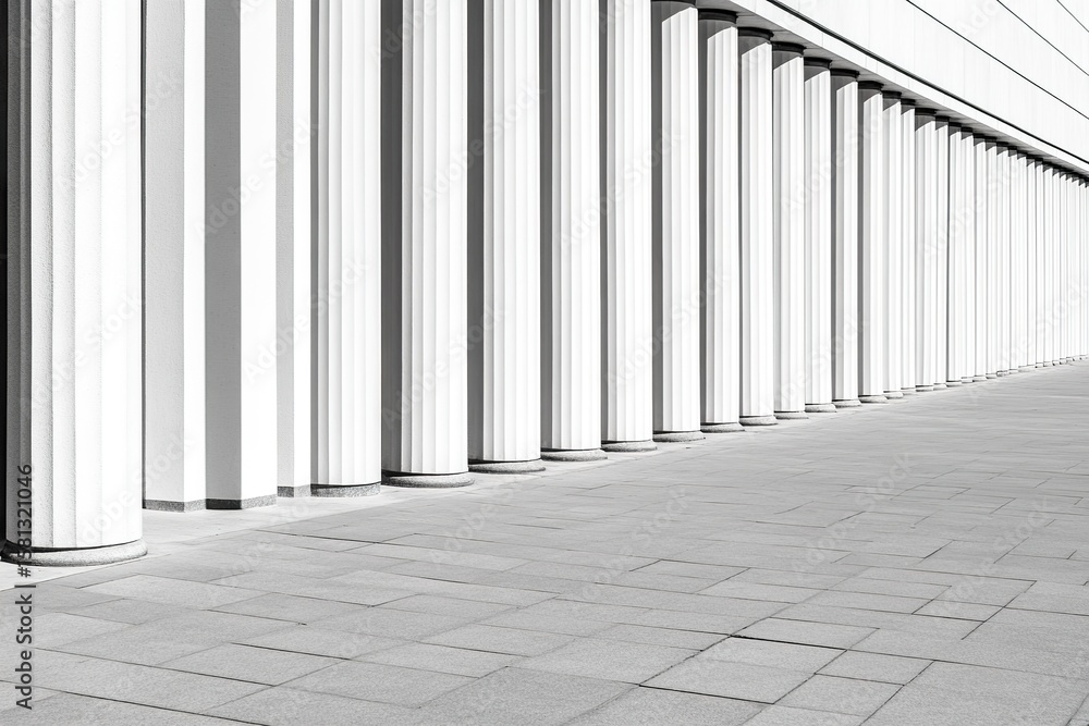 Obraz premium Row of White Columns Along Paved Walkway Architectural Detail