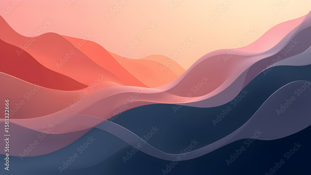 Fototapeta premium Abstract Topography: Rolling Peaks of Red and Blue
