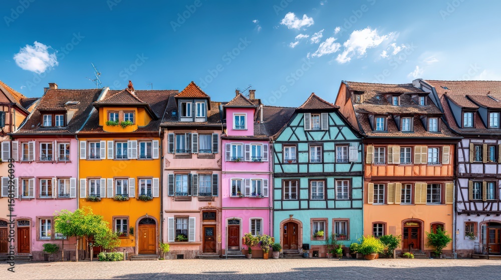 Fototapeta premium Traditional European Houses With Colorful Facades