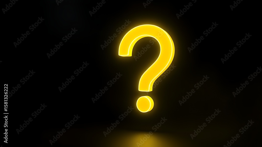 Naklejka premium Glowing question mark in dark space, symbolizing curiosity and the unknown.