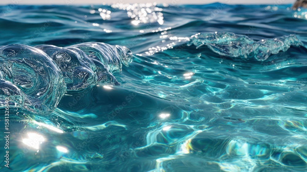 Clear Blue Ocean Water with Sparkling Sunlight Clear Blue Ocean Water with Sparkling Sunlight