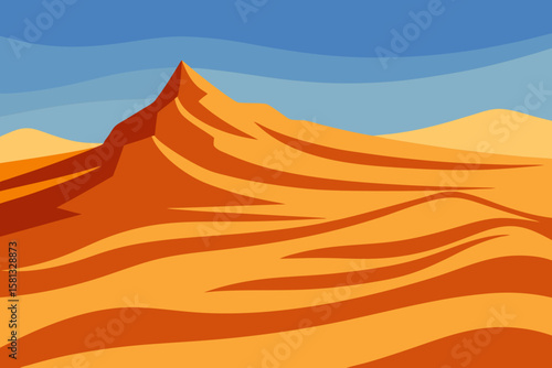 Vast Sahara desert landscape with golden sand dunes under a hot, dry sky, perfect for summer travel adventure
