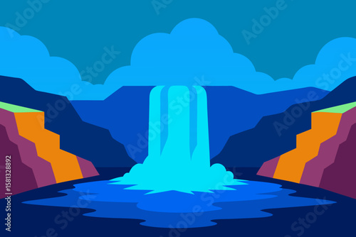 Volcanic peak piercing through the clouds, overlooking a serene island landscape with the ocean stretching to the horizon