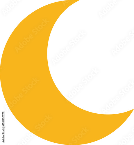 Golden Crescent Moon Celestial Illustration, Night Sky Symbol