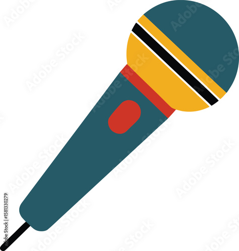 Colorful Microphone Illustration Vector Graphic Design Element for Music, Podcast, and Broadcasting