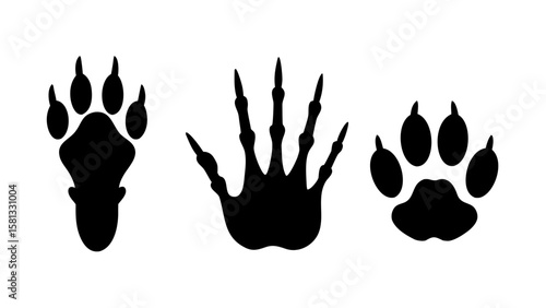Animal Tracks and Paw Print Silhouettes PNG – Transparent Wildlife Footprints Clipart