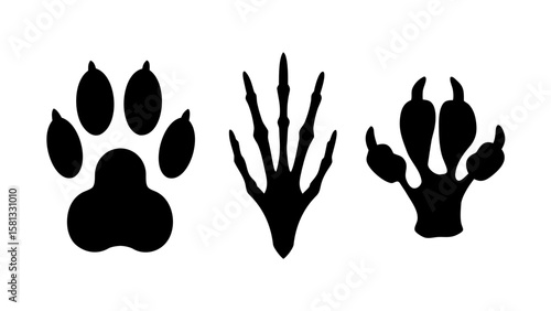Animal Tracks and Paw Print Silhouettes PNG – Transparent Wildlife Footprints Clipart