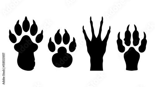 Animal Tracks and Paw Print Silhouettes PNG – Transparent Wildlife Footprints Clipart