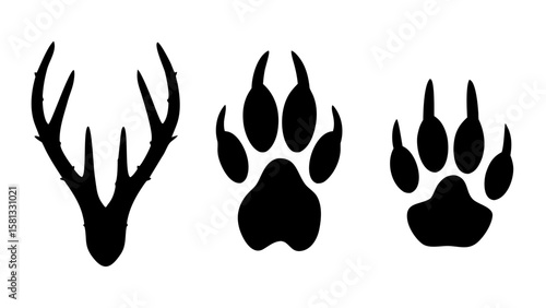 Animal Tracks and Paw Print Silhouettes PNG – Transparent Wildlife Footprints Clipart