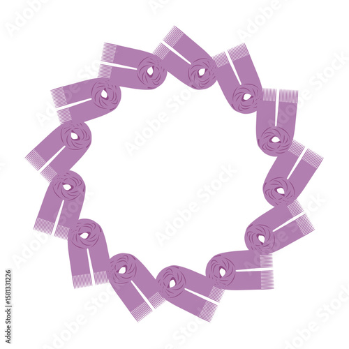 Fall inspired flat vector with a round scarf border. Hand drawn frame for creative projects and stock images