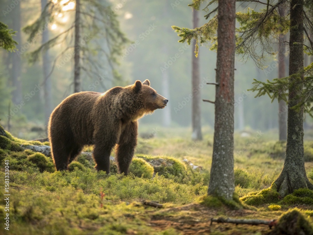 Fototapeta premium brown bear in the woods