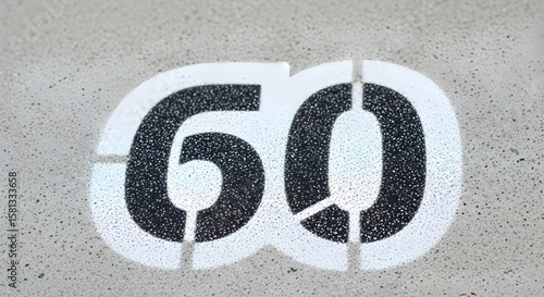 Sixty Stenciled Concrete Represents Milestone or Celebration achievement concept