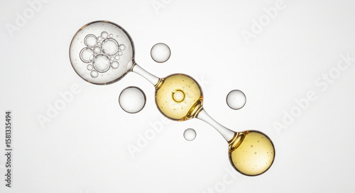 Scientific molecular structure and cosmetic serum drop, DNA and chemical formula design