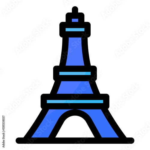 Tower of eiffel icon with filledline style