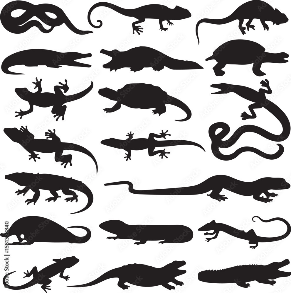 © grapxitbd - Reptile Silhouettes Collection lizard snake