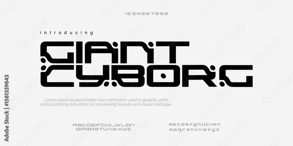 Obraz premium font Giant Cyborg. Modern Bold Font. Regular Italic Number Typography urban style alphabet fonts for fashion, sport, technology, digital, movie, logo design, vector illustration