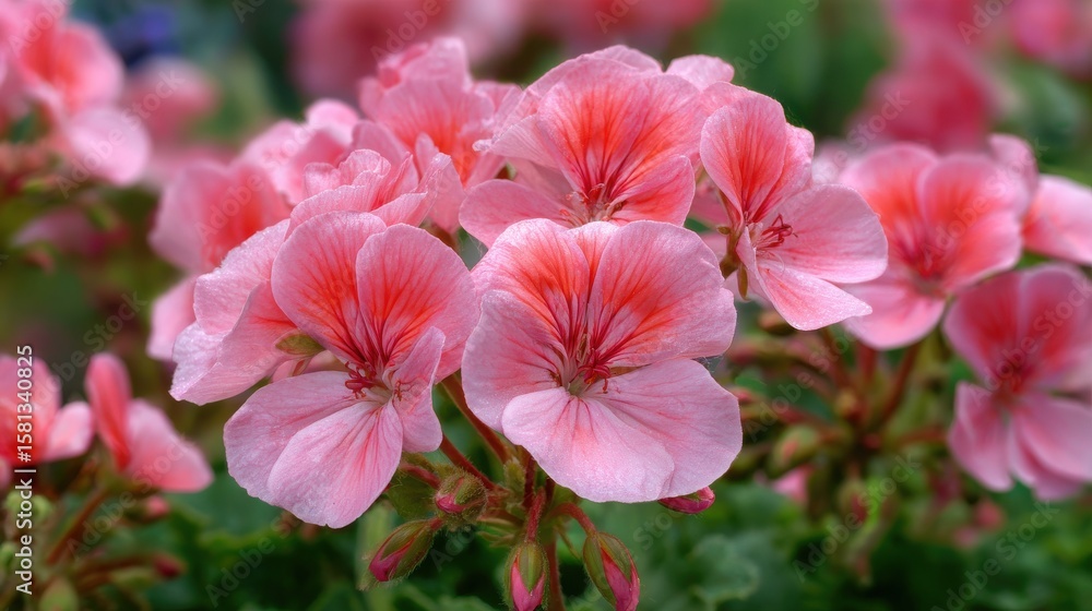 A 4K photo of pink Geranium Bloom Varieties - Pelargonium, a genus with approximately 280 perennial, succulent, and shrub species. A 4K photo of pink Geranium Bloom Varieties - Pelargonium, a genus with approximately 280 perennial, succulent, and shrub species.