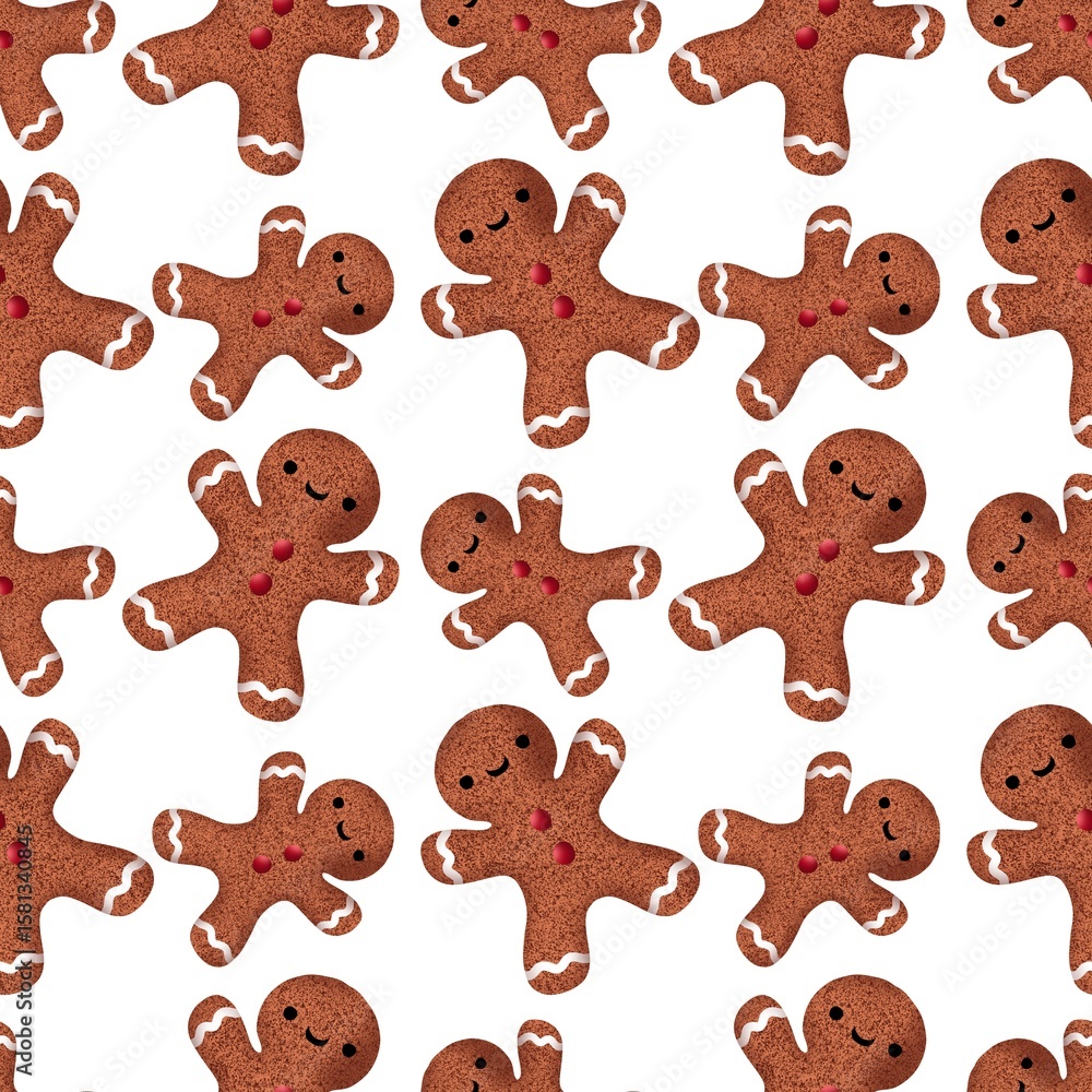 Winter gingerbread man cookies seamless Christmas pattern for wrapping paper and kids clothes print and fabrics Winter gingerbread man cookies seamless Christmas pattern for wrapping paper and kids clothes print and fabrics