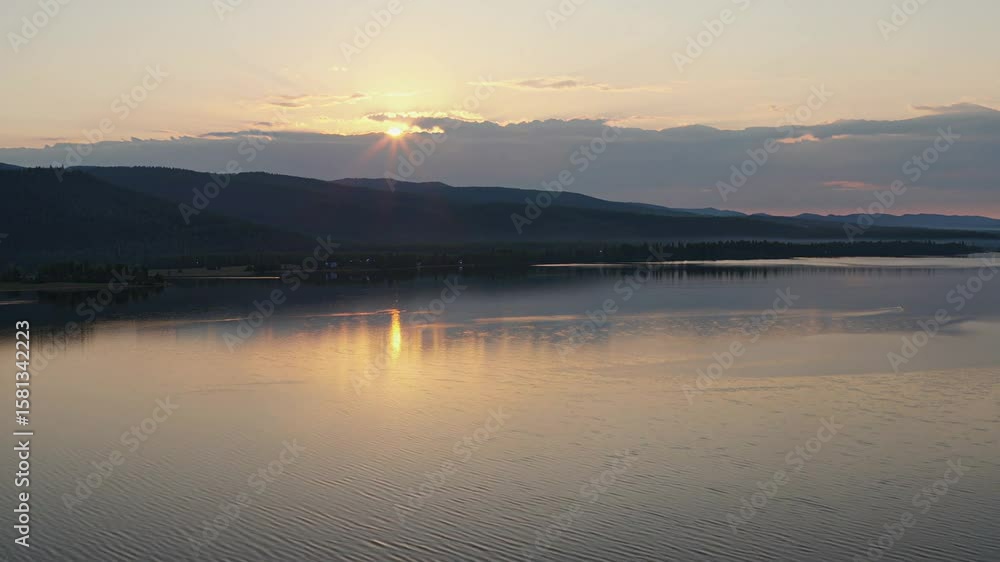 Beautiful Sunrise Over Quiet Lake | Tranquil Morning Nature | 4K Stock Footage Beautiful Sunrise Over Quiet Lake | Tranquil Morning Nature | 4K Stock Footage