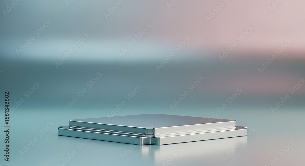 Naklejka premium Silver Product Display Podium Minimalist Digital Illustration