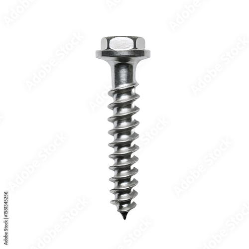 Cross-head screw – silver metal on a transparent background