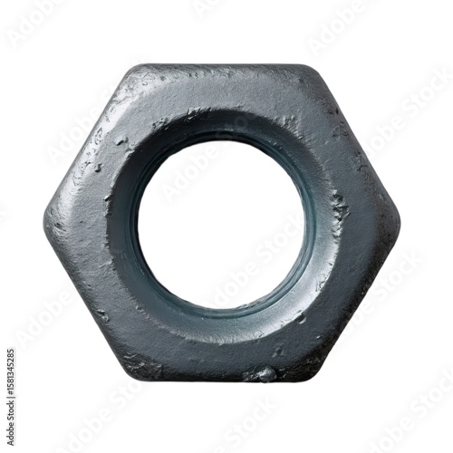 Hex nut on a transparent background