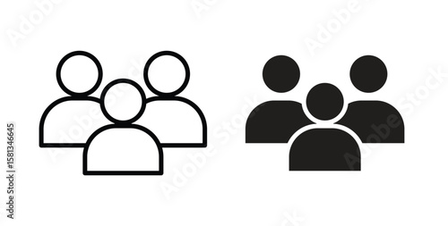 Users icon. Vector illustration, flat and stroke