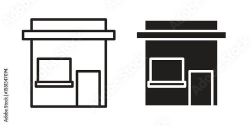 Store icon. Vector illustration, flat and stroke