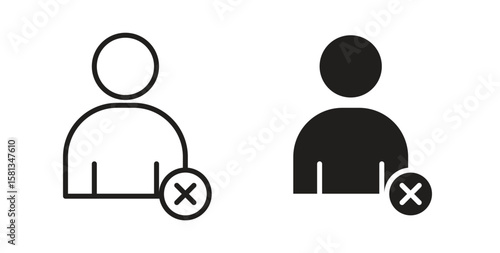 Remove user icon. Vector illustration, flat and stroke