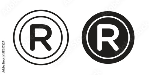 Registered icon. Vector illustration, flat and stroke