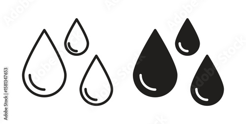 Raindrops icon. Vector illustration, flat and stroke