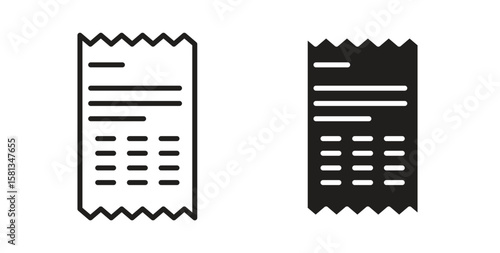 Receipt icon. Vector illustration, flat and stroke
