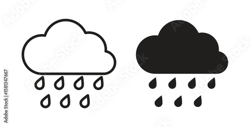Rain icon. Vector illustration, flat and stroke