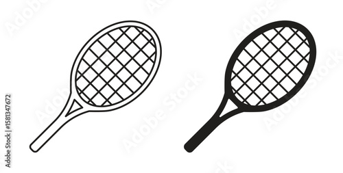 Racquet icon. Vector illustration, flat and stroke